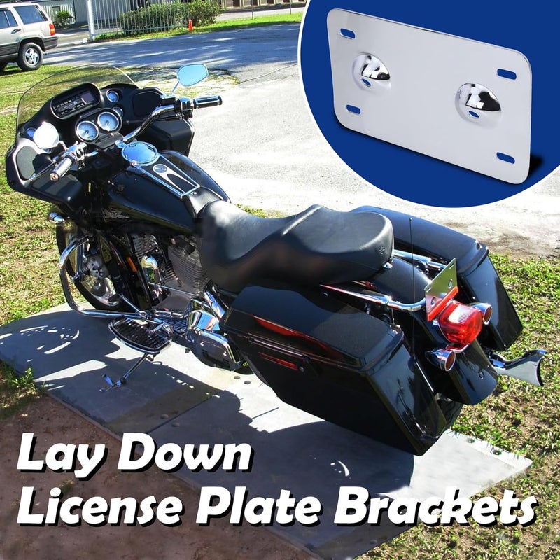 SoCiMa Lay Down License Plate Mount Brackets Fit for 1999-2008 Harley Touring Road Street Electra Glide Models - Image 2